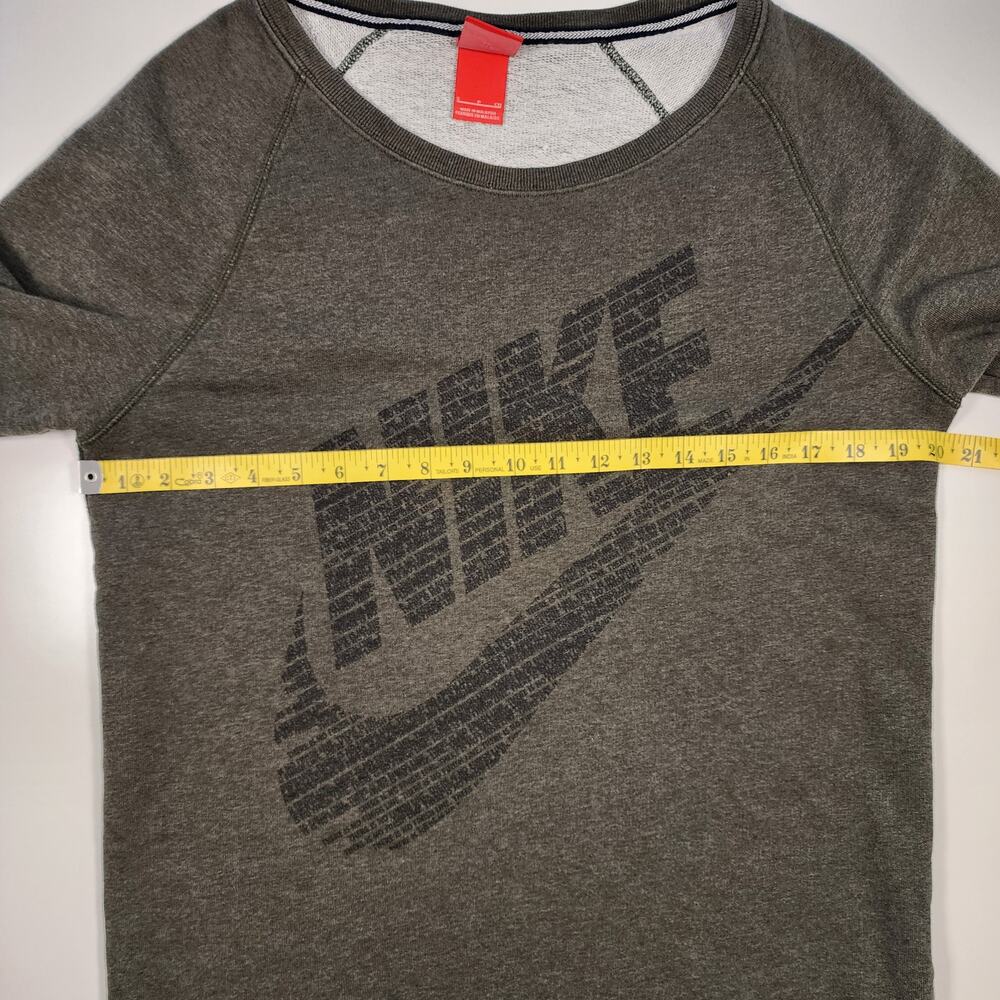 Nike Sweatshirt Olive Green Graphic Swoosh Crewneck Pullover Small Unisex - Picture 3 of 11